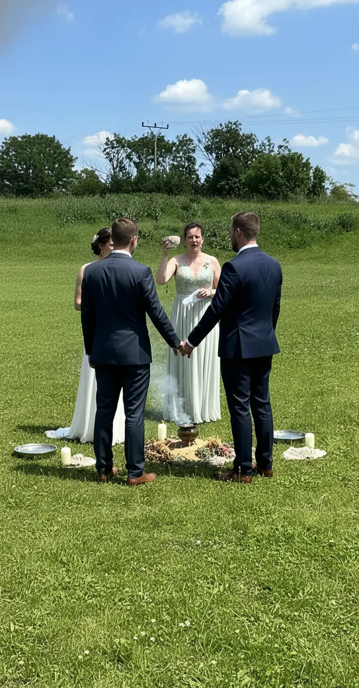 Venkovní svatební obřad s rituálním prvkem